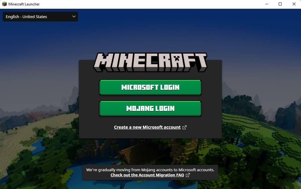 Đăng nhập tài khoản Minecraft