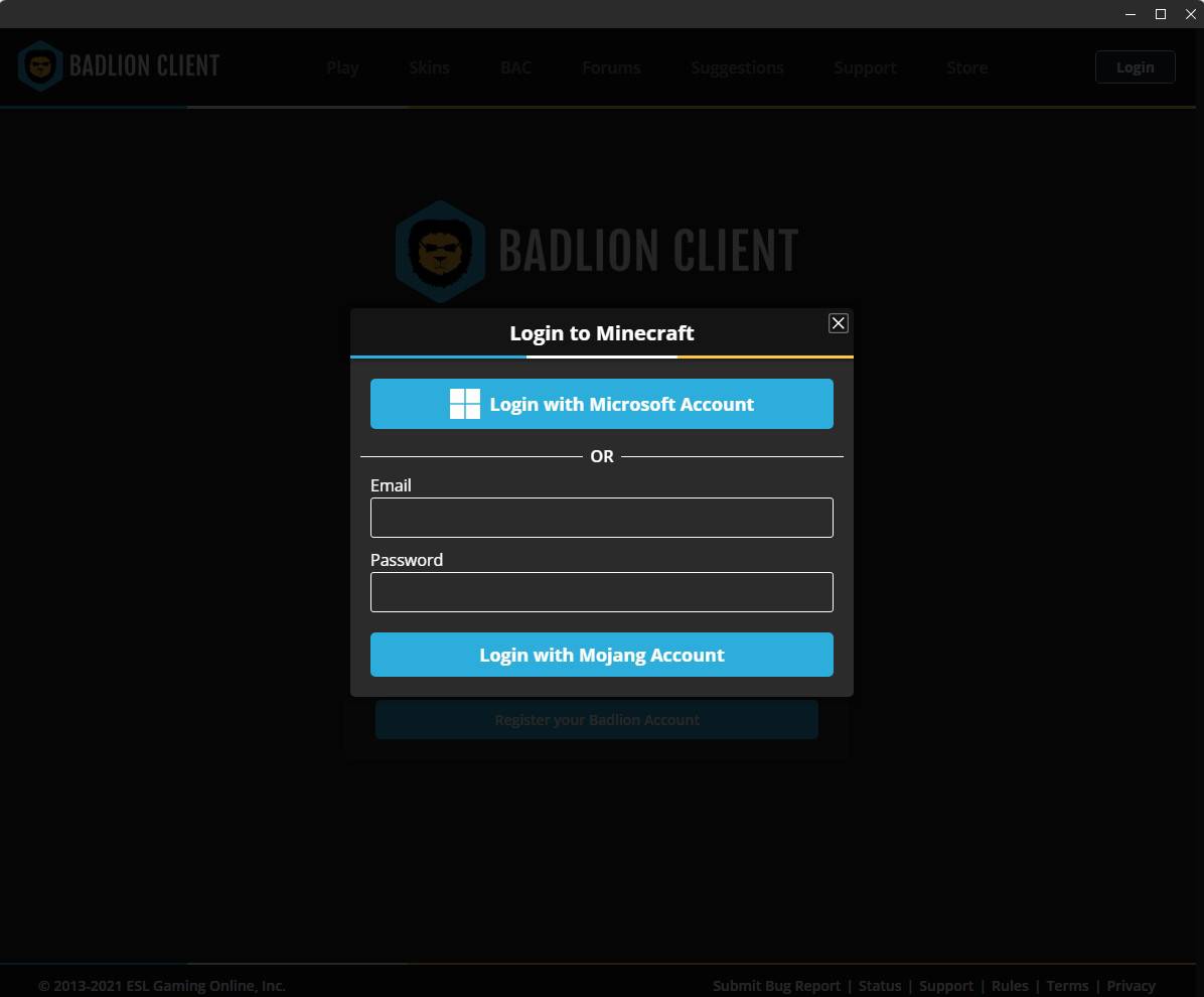 Đăng nhập tài khoản Minecraft Premium trong Badlion