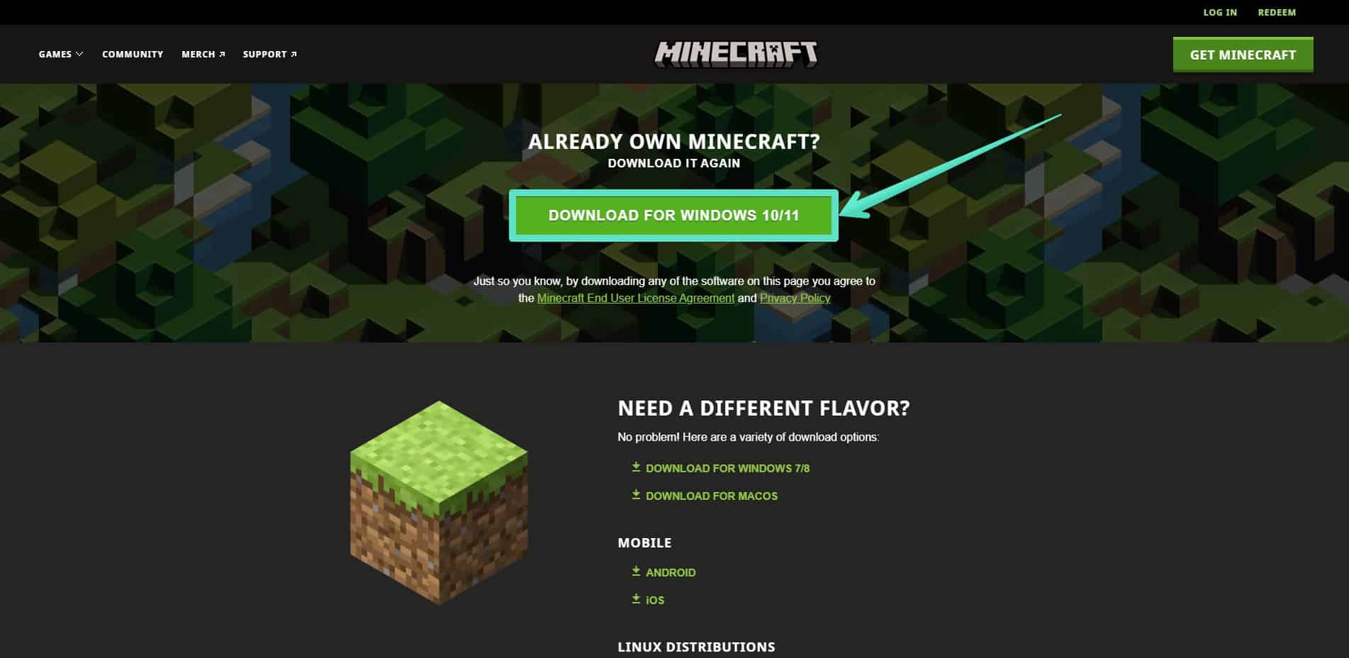 Tải Minecraft tại minecraft.net