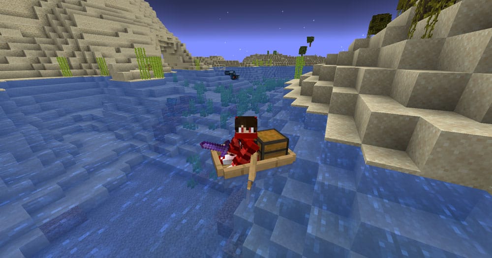 Thuyền gỗ với rương trong Minecraft 1.19